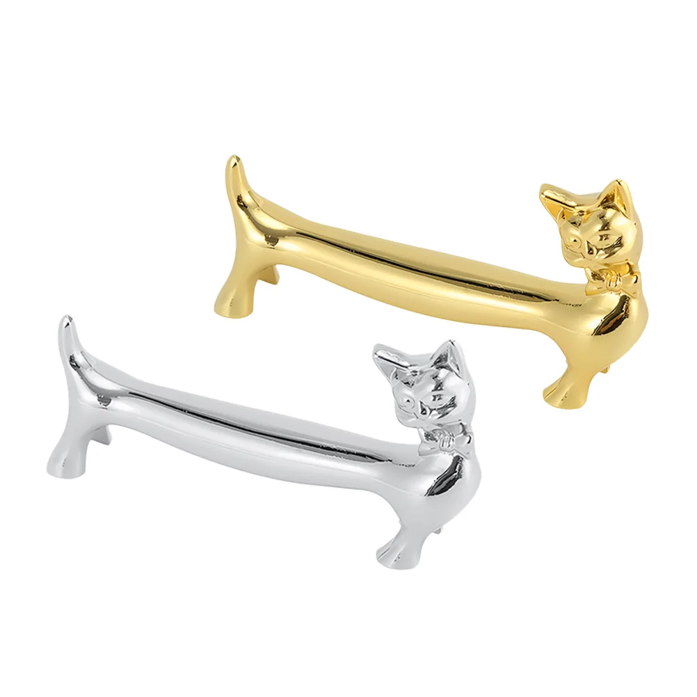 

2Pcs Adorable Cat Design Chopstick Rack Compact Metal Plated Home Restaurant Utensil Holder Chopstick Holder Chopsticks Rest