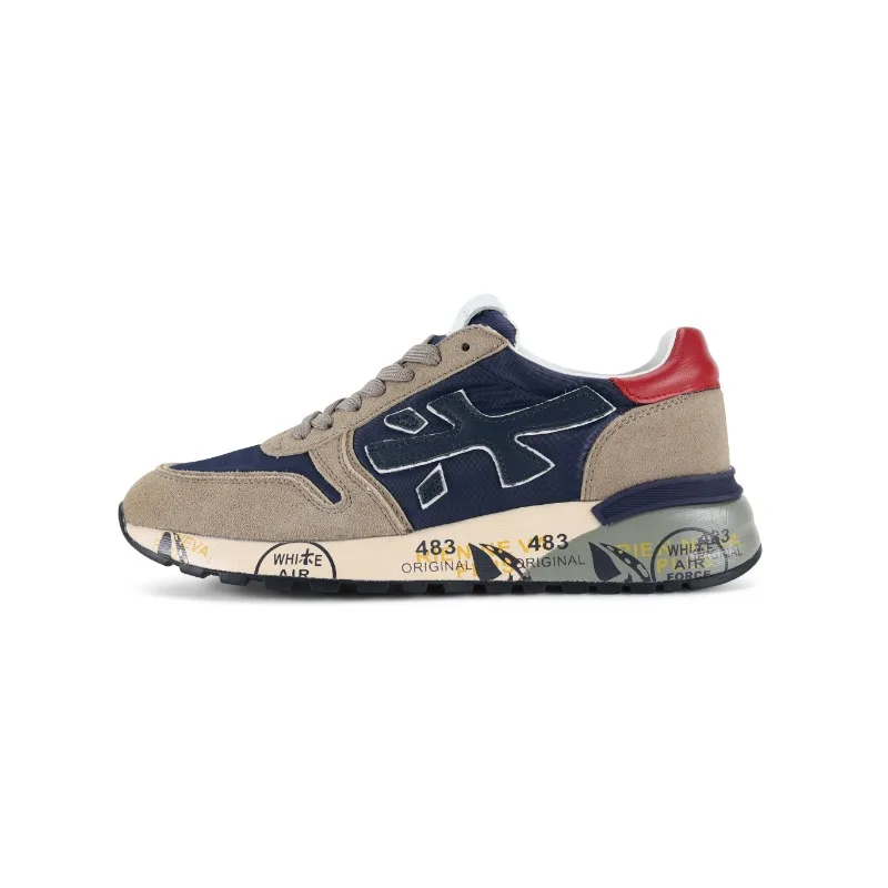 PREMIATA-Tênis de basquete masculino, tênis de corrida casual, tênis esportivos autênticos, cinza, azul, vermelho, palavra arroz, 483