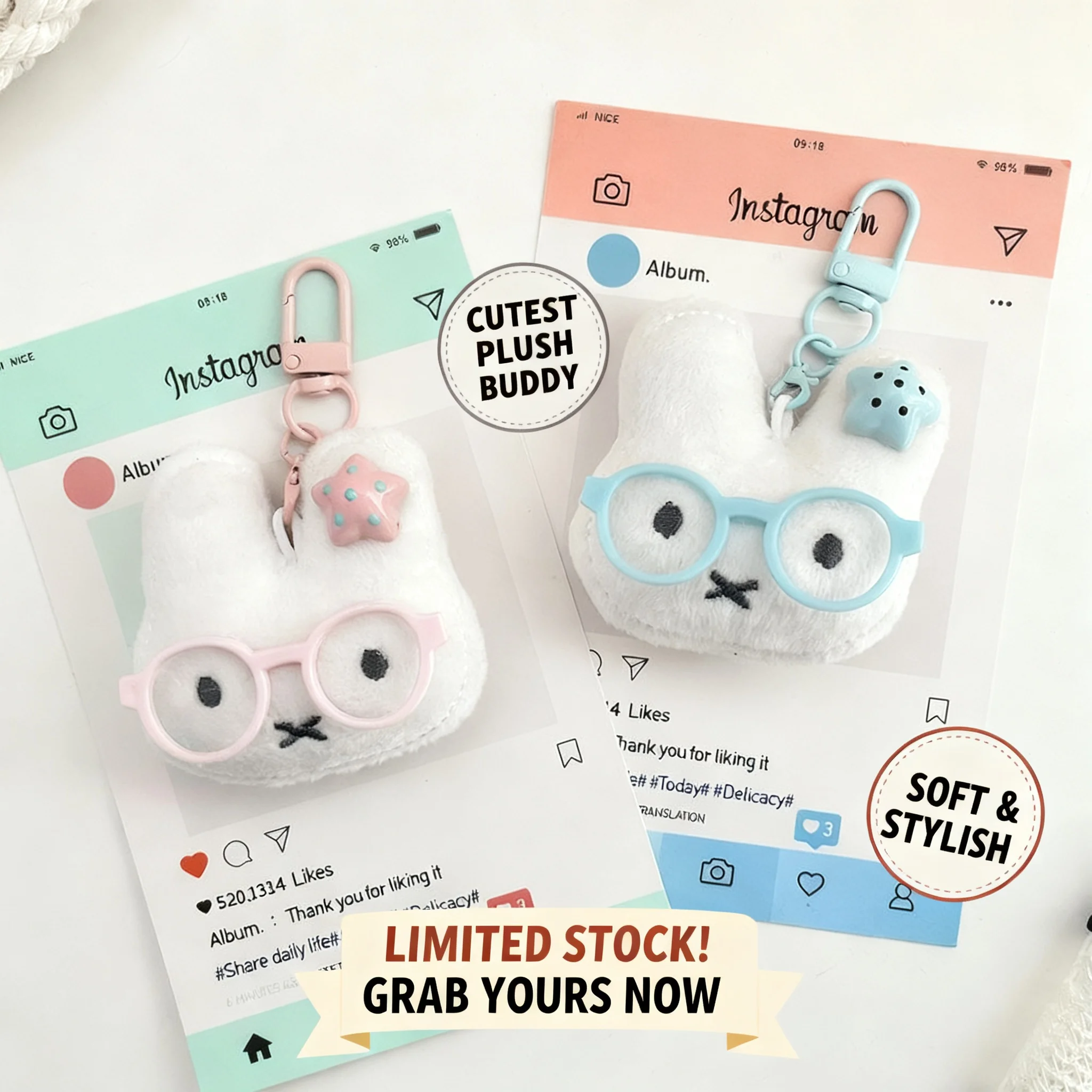 Miffy Plush Rabbit Stuffed Pendant Keychain Soft Cute Decoration For DIY Clothing Hair Accessory