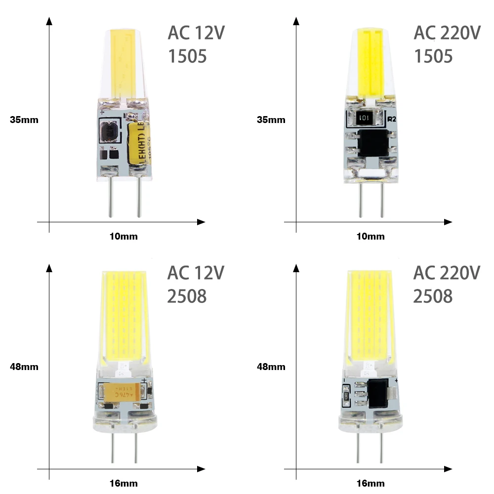 5Pcs G4 LED COB Lamp Dimmable 6W 9W COB LED Bulb AC/DC 12V 220V Lampada LED G9 COB Spotlight Chandelier Lighting Replace Halogen