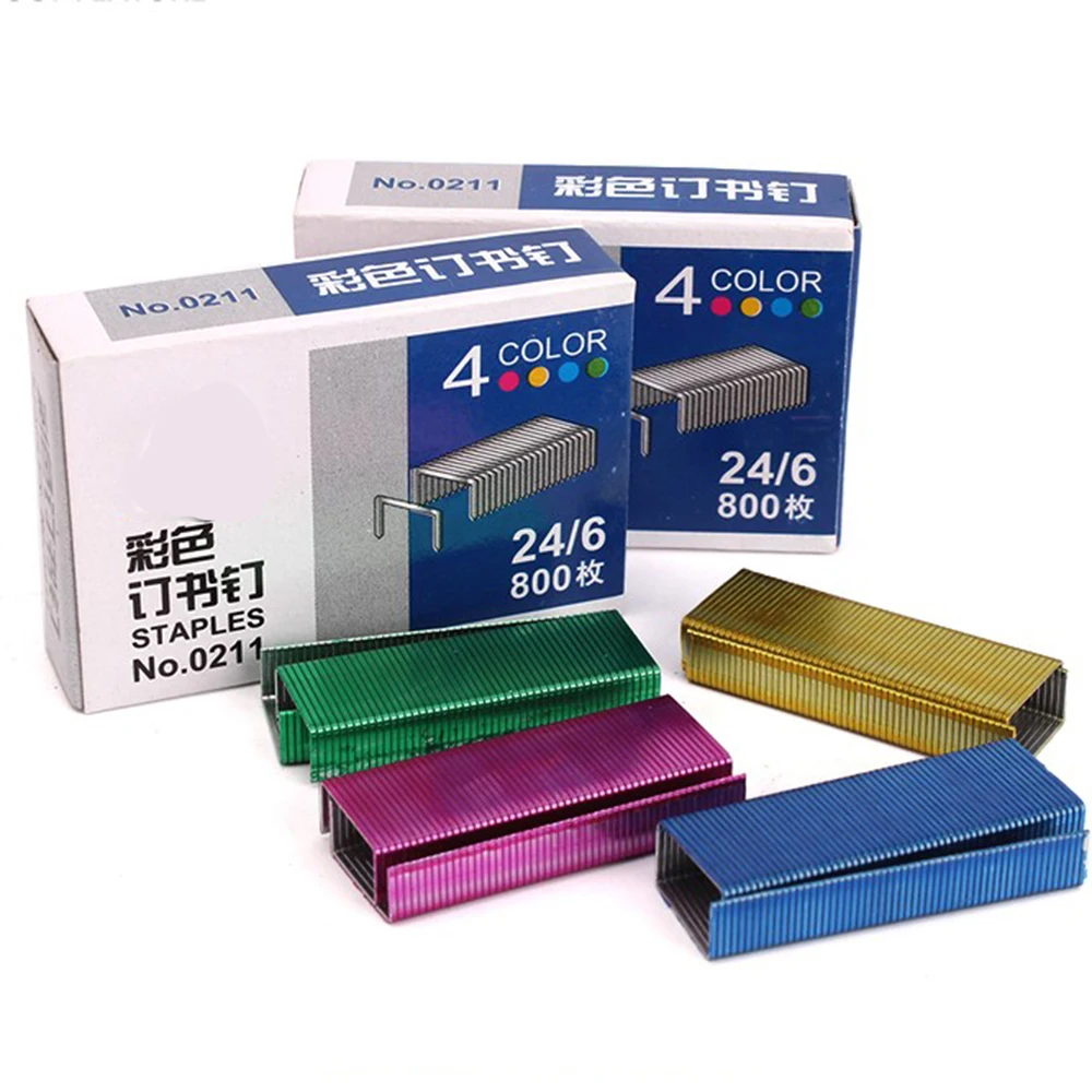 Fotografia 3: 10 caixas 8000,24/6 grampos coloridos de aço inoxidável para mini grampeador material de dobra de escritório