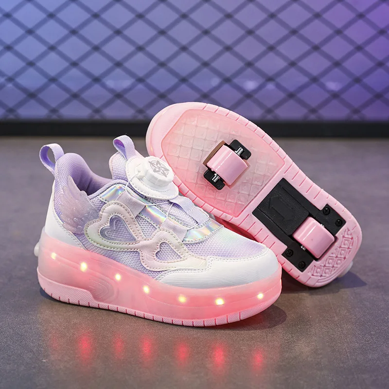 

Student runaway shoes two-wheel generation flash roller skates shoes factory direct sales girls mesh runaway shoes physical