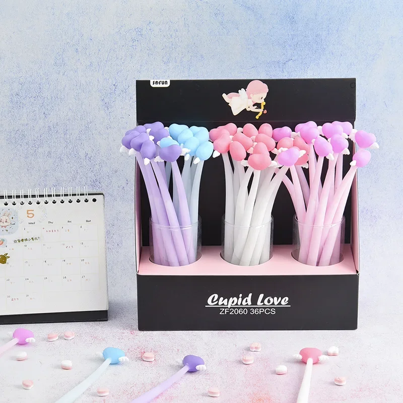 48PCS Full Silicone Love Modeling GelPen Colorful Learning Creative Stationery Wholesale Cartoon Soft Glue Signature Pen B