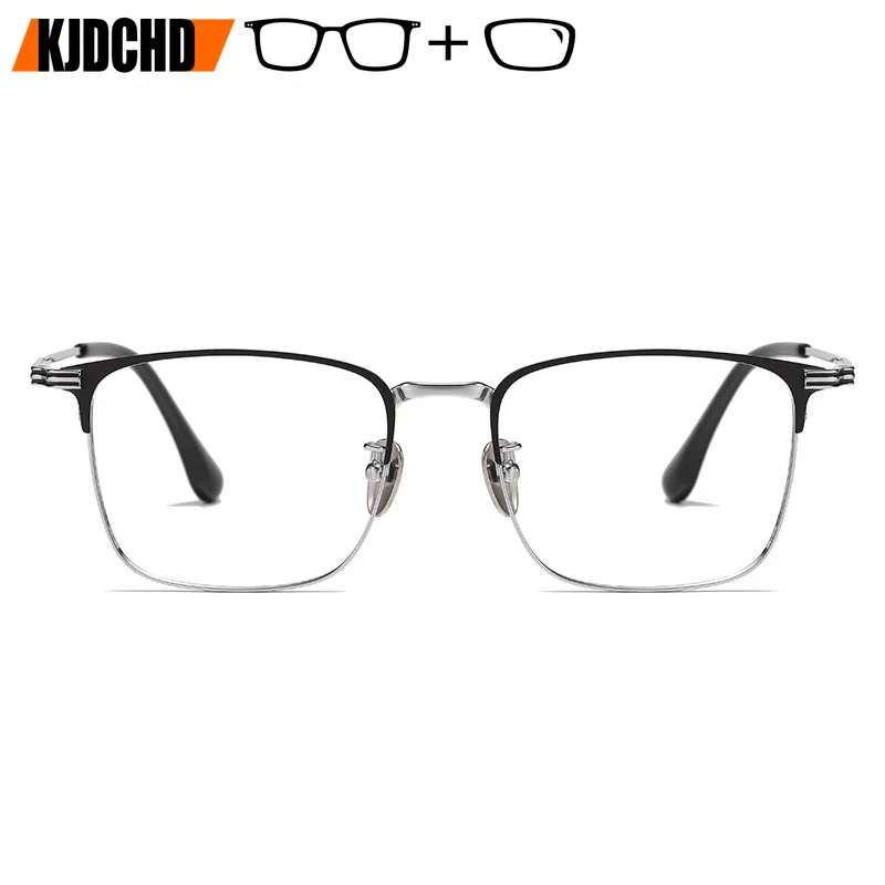 KJDCHD-Lunettes carrées en titane pour hommes, myopie élevée, lunettes bifocales, multifocales optiques, lunettes progressives personnalisées