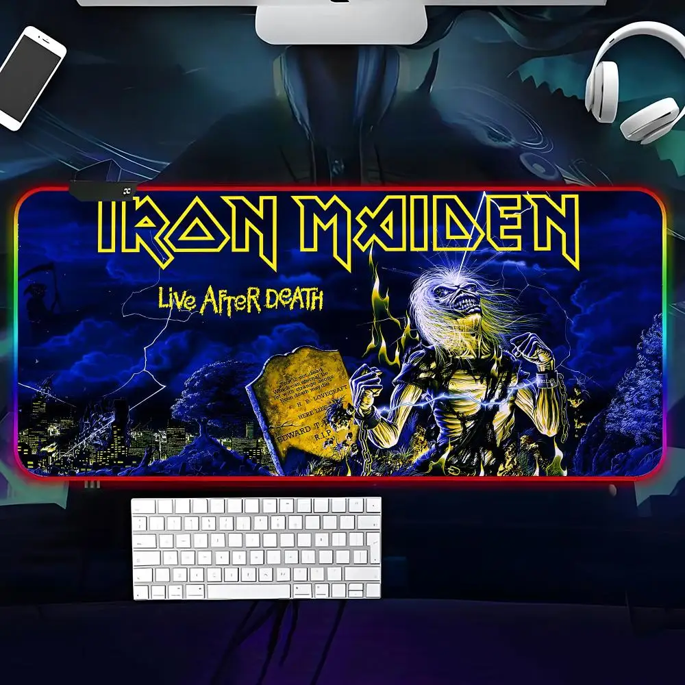 Iron Maiden Mouse Pad RGB Rubber Antislip Keyboard Pad 40x90cm Mousepad Gaming Accessories XXL Office Computer Mat