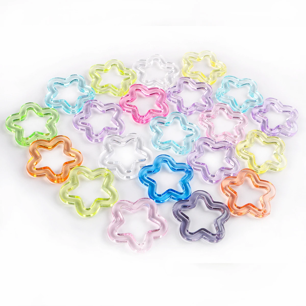 

10pcs Acrylic Hollow Out Multicoloured Five-Pointed Star Pendant Handmade Bracelet Necklace Pendant Diy Accessories
