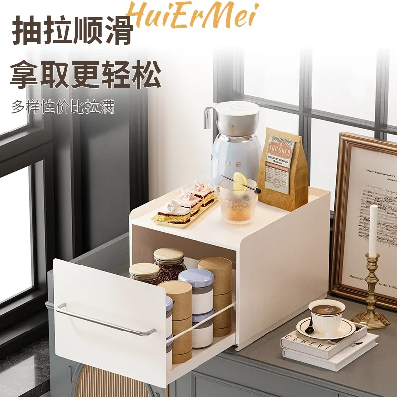Stackable track drawer storage box, dustproof cup storage rack, floor-standing countertop water bar storage tea cup rack