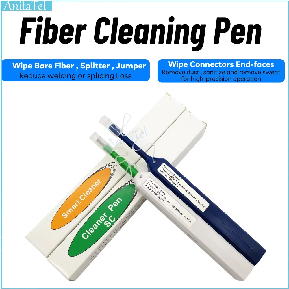 

5pcs Cleaning Pen 800 Times Clean Tools Optic Fiber Connector Cleaner,SC/FC/ST,2.5/1.25Mm LC/MU Customzied Pen