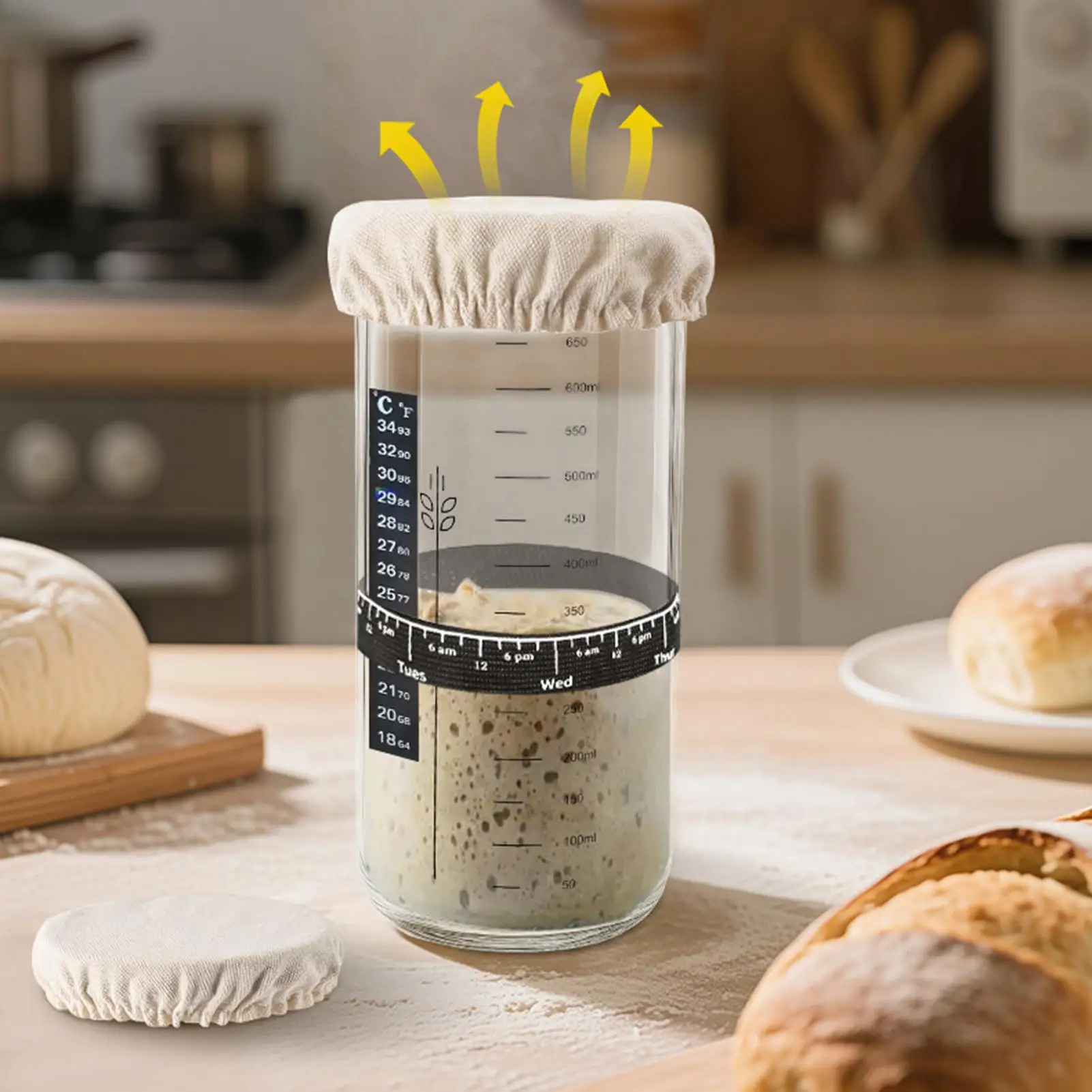 Sourdough Fermentation Cloth Cover 4Pcs Reusable Elastic Jar Cover Breathable Dustproof Protective Sleeve For Bread Baking