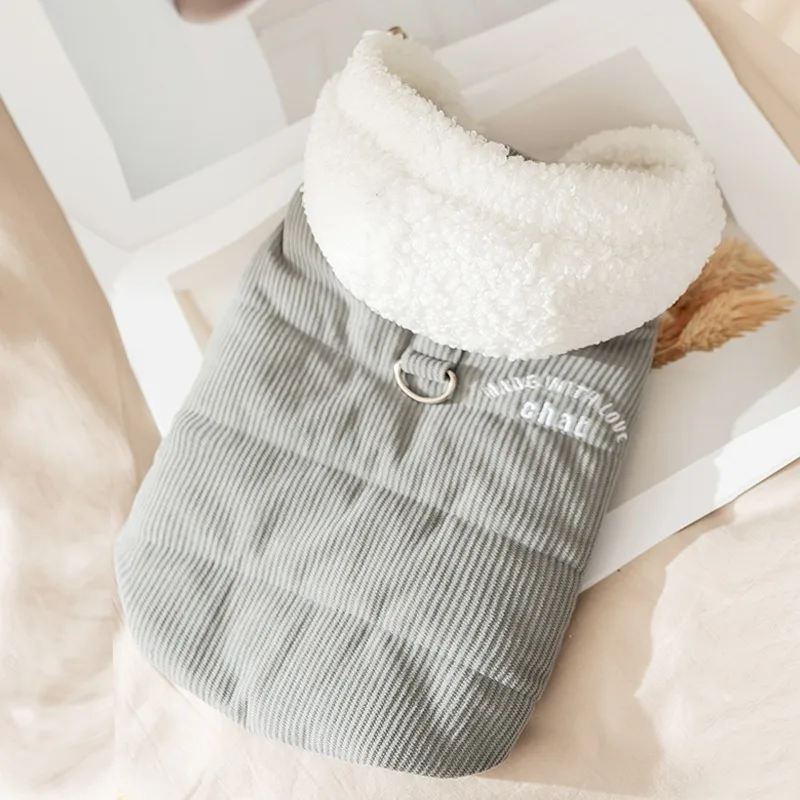 Dog Cotton Coat Simple Sport Style Hooded Vest Teddy Thickened Warm Winter Clothes Cat Pet Solid Color Clothes