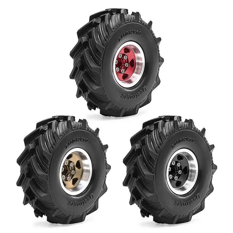 عجلات وإطارات Beadlock RC مقاس 1.0 بوصة لزاحف 1/18 TRX4M، 1/24 SCX24 RC، إطارات Beadlock 1.0 مع عجلات من سبائك الألومنيوم #1