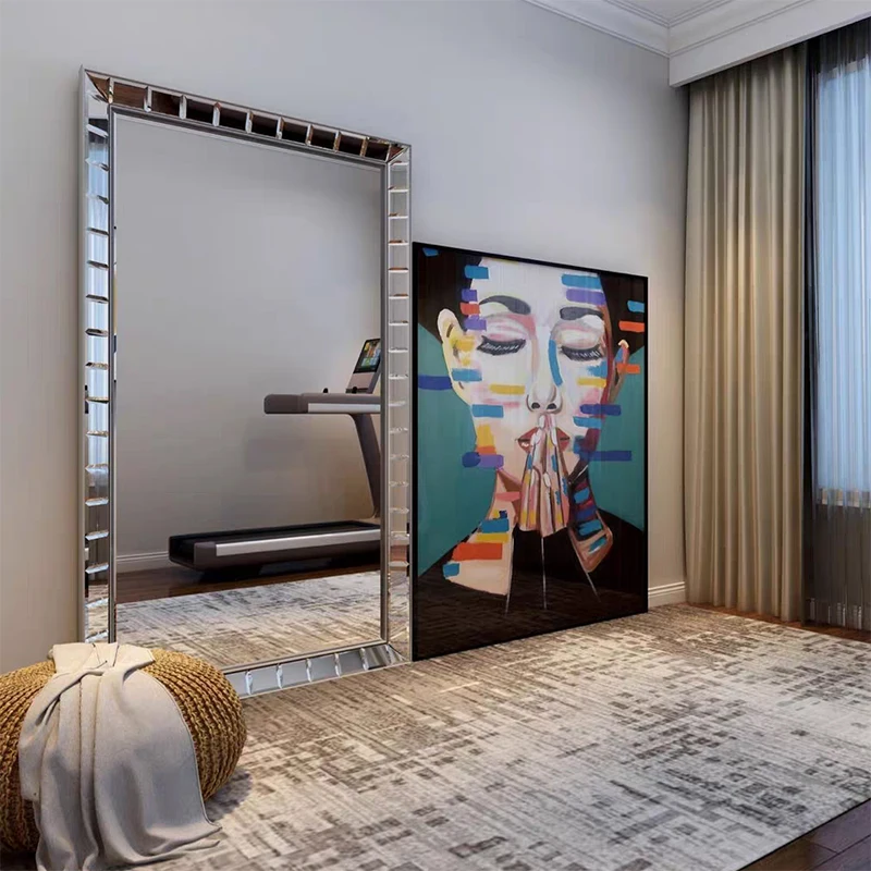Luxury Big Mirror Bathroom Shower Art Modern Mirror Square Garden Full Body Standing Star Funky Espelhos Living Room Decorations