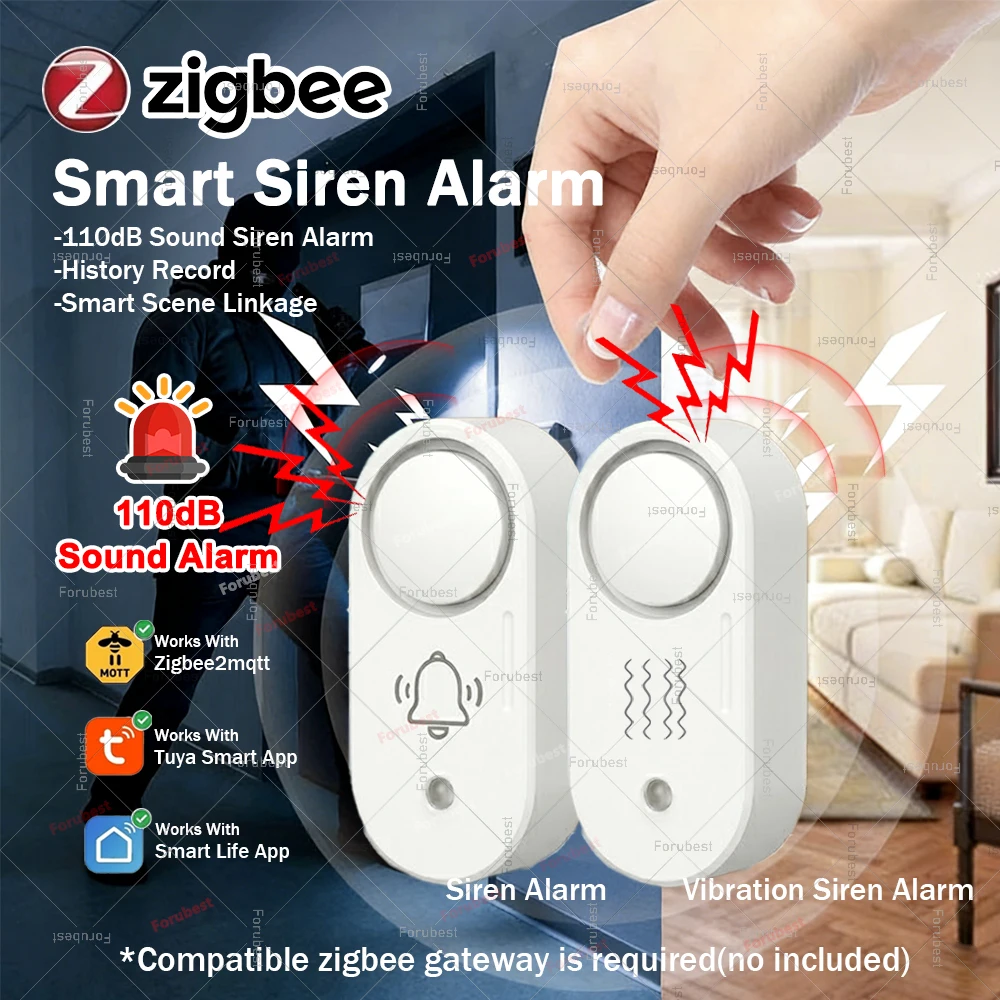 

Zigbee 3.0 Smart Siren Alarm Optional Vibration Shock Detector Alarm Smart Home Security Burglar 110dB Sound Siren For Tuya Z2M