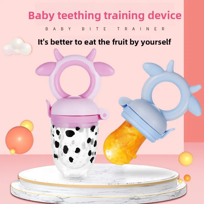 عضاضة من السيليكون للأطفال على شكل فاكهة، عضاضة بقرة تعمل على تطوير مهارات عض الطفل، سيليكون بدرجة الطعام، سهل التنظيف #2