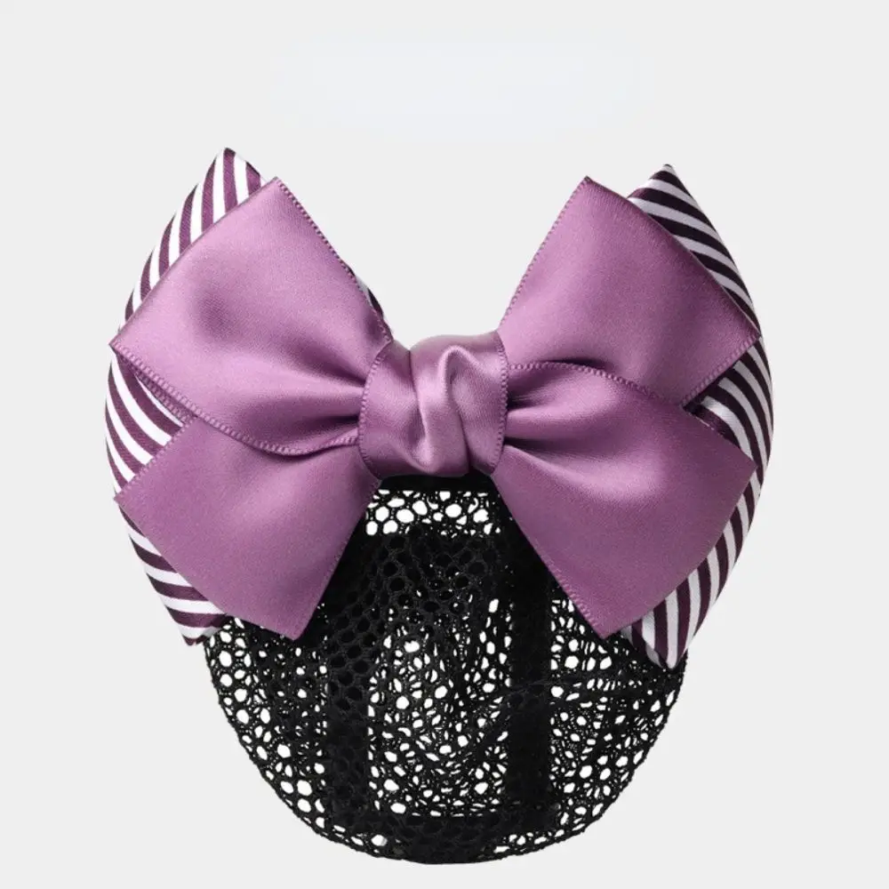 Stewardess Nurse Stripe Hair Accessories Ribbon Net Bun Crochet Net Bun Snood Net Bun Hair Cover Women Barrette