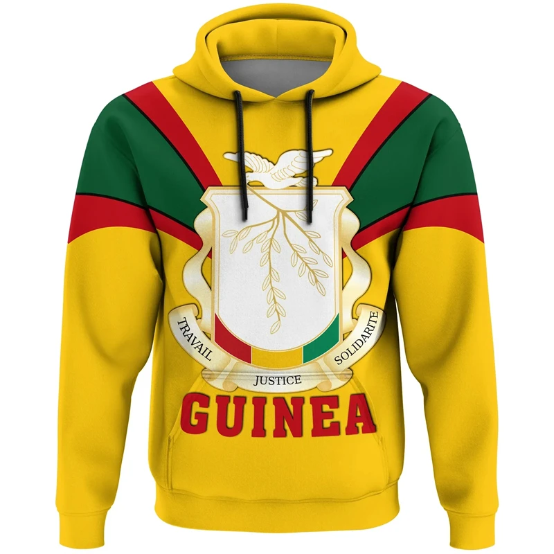 The Republic-of Guinea Map Flag 3D Printing Hoodies Guinea Coat Of Arms Graphic Hooded Sweatshirts Mens Pullovers Hooded Hoody