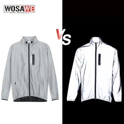 WOSAWE Motorcycle Night Reflective Jackets Men Windbreaker Jacket Men Hip Hop Dancer Singer Waterproof Zipper Coat Rider Outwear