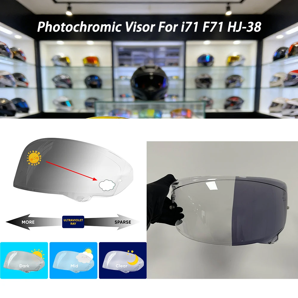 

Фотохромный визор для мотоциклетного шлема HJC i71 F71 Carbon F71, прозрачный, с защитой от УФ-излучения, автозатемняющийся