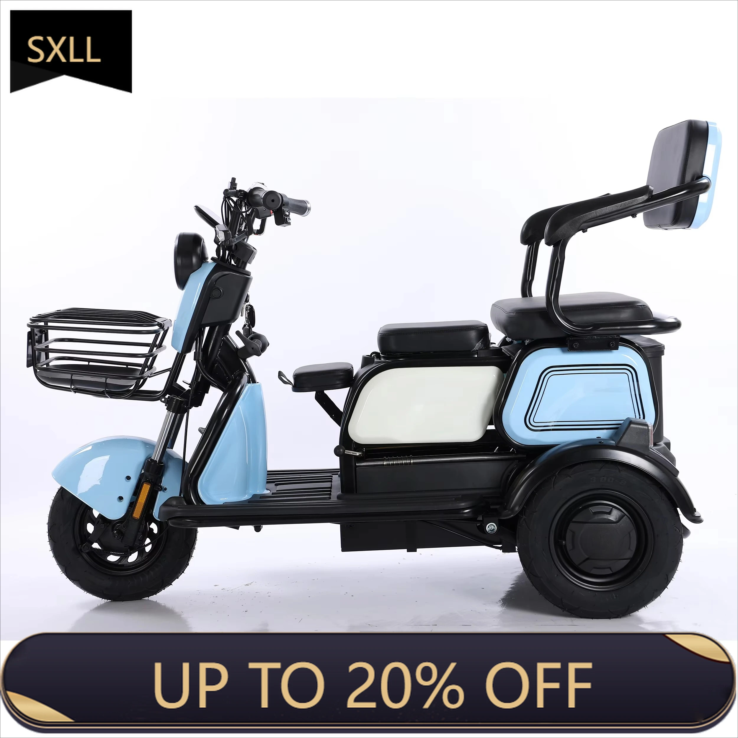 

SXLL Factory's new 600W 60v long-range electric tricycle with three seats for cargo transportation