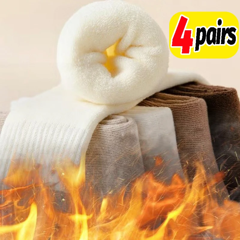 גרביים מוכות יוניסקס גרביים חמים החורף רך עבה כותנה פוליאסטר עבה בינוני בינוני קר הוכחה קר שלג תרמי טרי רצפת שינה גרב