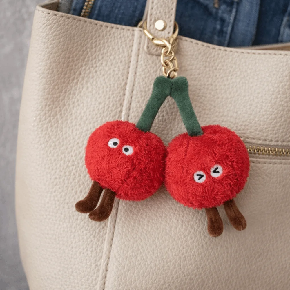 Soft Material Cherry Pillow Huggable Texture Human Figured Fruit With Legs Cute Design Cherry Pendants Lovely Decorations view 2