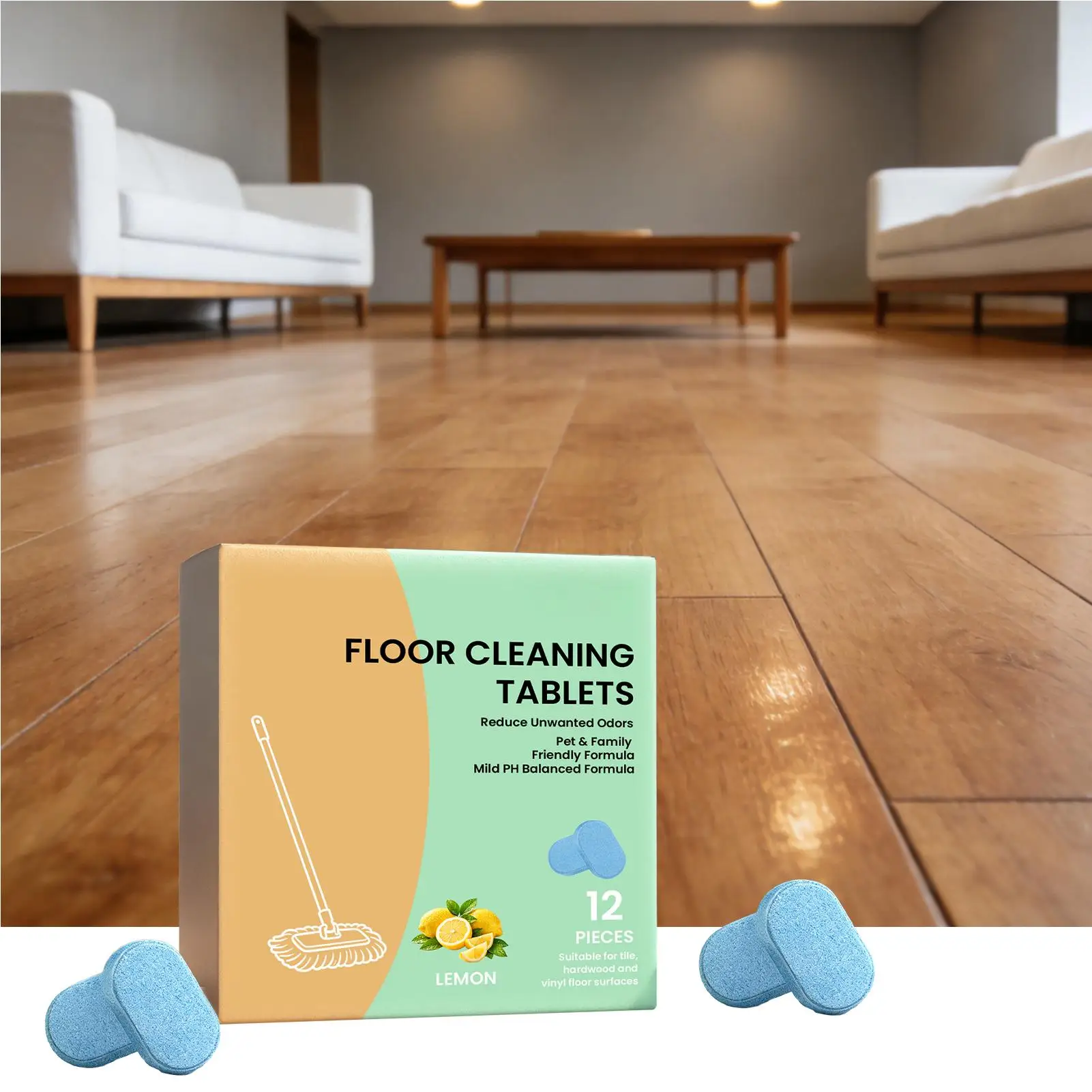 

Wooden Floor Cleaner 12 Pieces Fragrance Dust Remover Floor Cleaner For Mopping For Hardwood Toilet Tile Bathroom Home Laundry