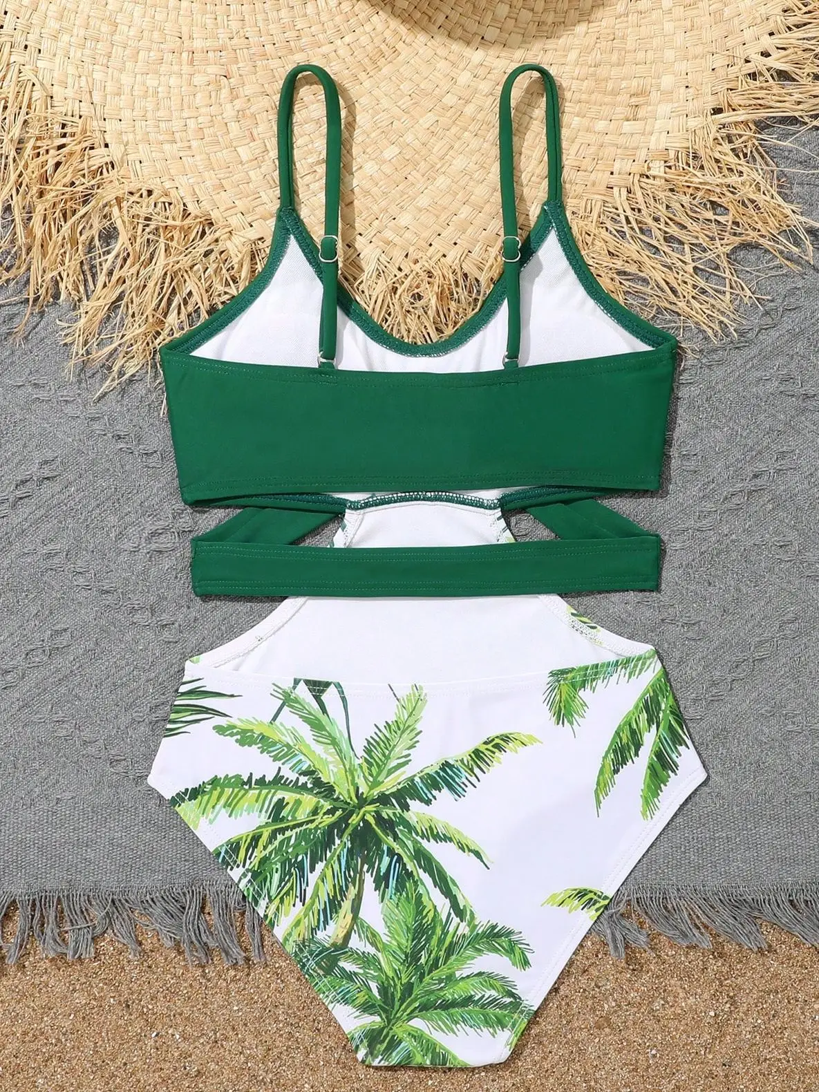 2023 Printed Girls Swimsuit One Piece Green Kids Swimwear Female Children\'s Bathers Bathing Swimming Swim Suit Beachwear