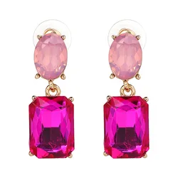 New High Quality Crystal Round Water Drop Ceometric Dangle Earrings Rhinestone Earrings Fashion Wedding Jewelry women Brincos