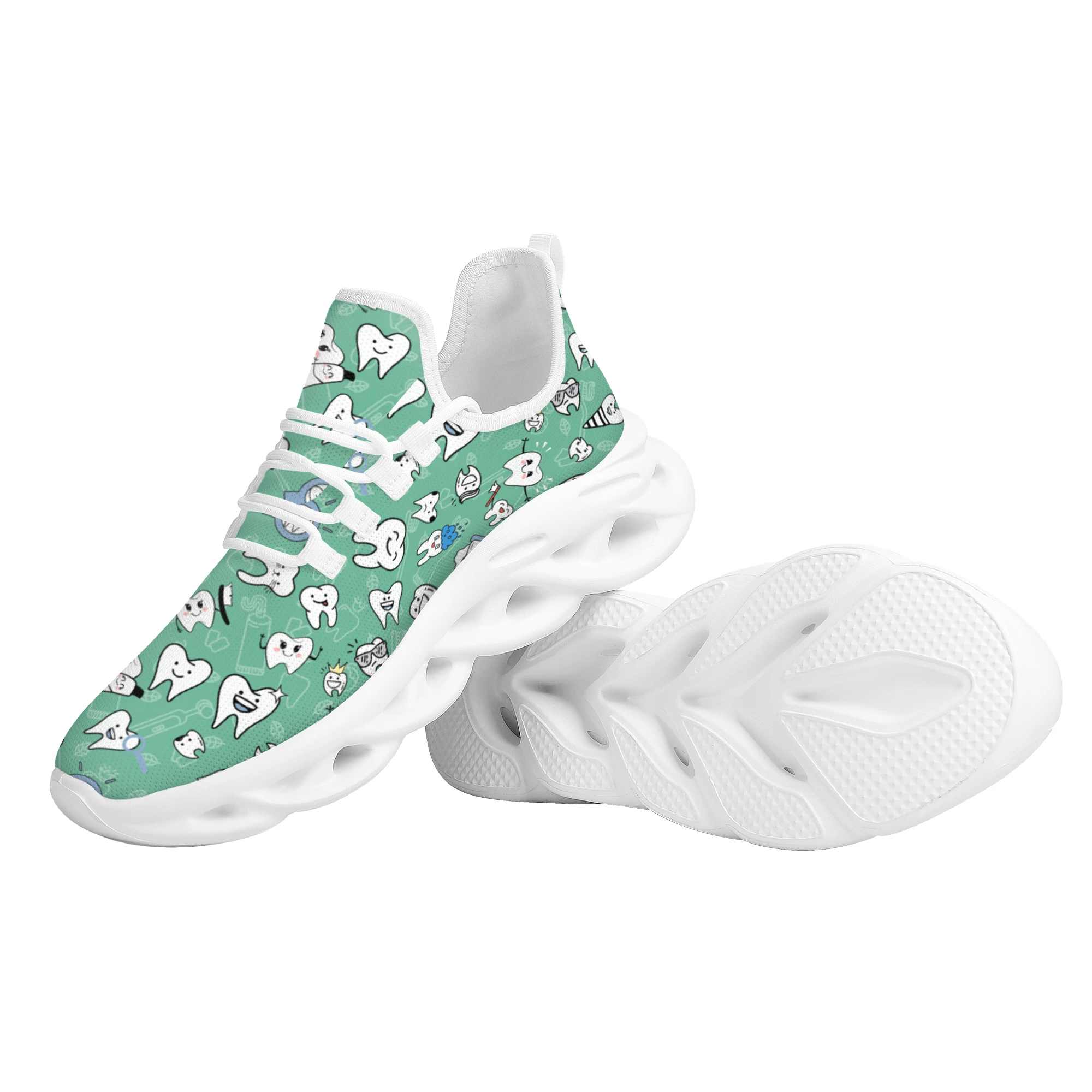 Funny Teeth Design Mesh Sneakers Dental Style Lace Up Lightweight Walking Shoes New Non-Slip Casual Flats Shoes Zapatos