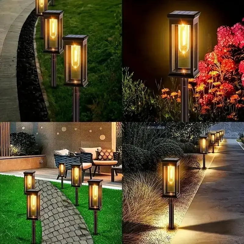 4Psc Solar Pathway Lights Solar Lights Outdoor Solar Powered Garden Lights for Walkway Yard Backyard Lawn Landscape Lighting Decor - view 2