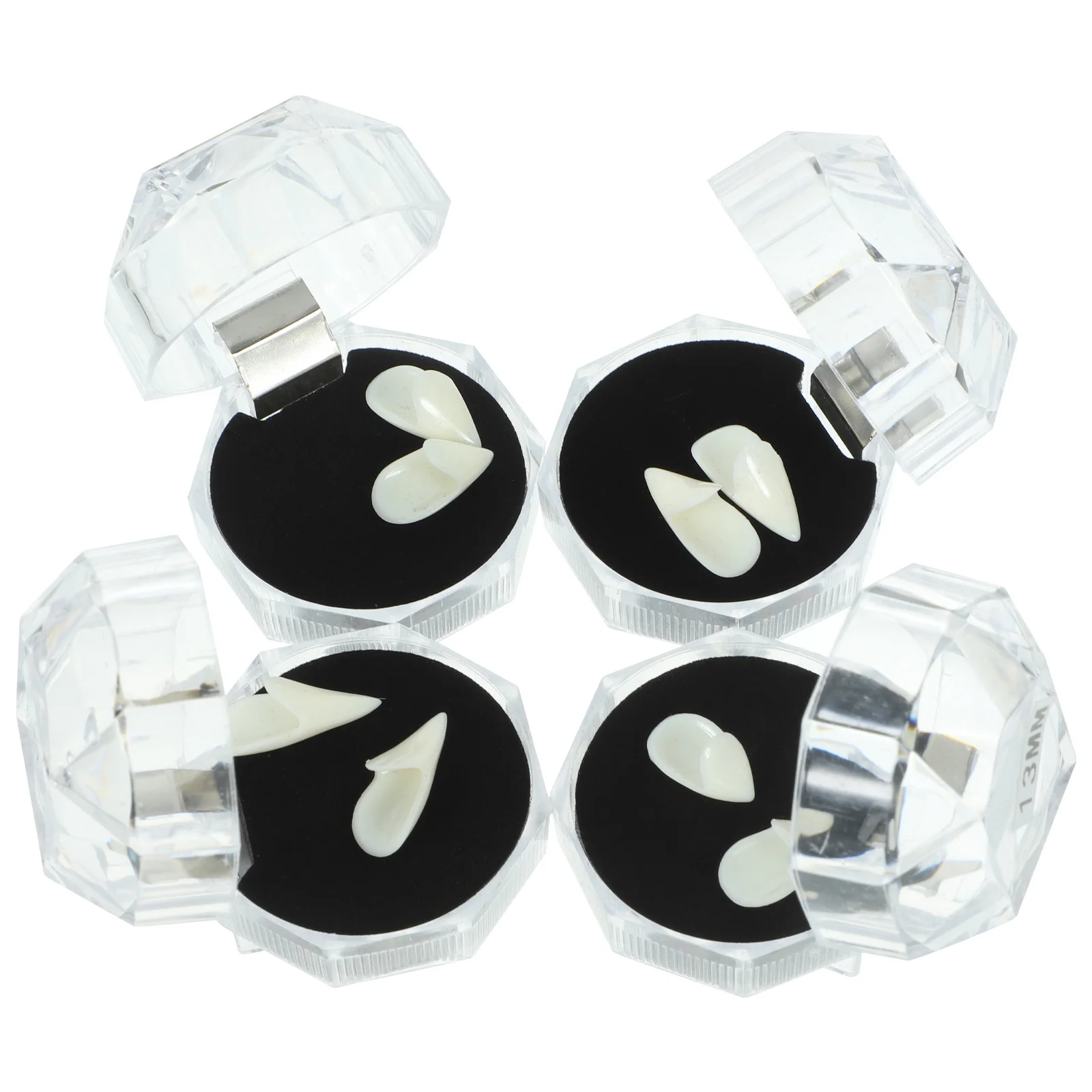 

4Pairs Halloween Teeth Caps Resin Vampire Fangs for Cosplay Party Costume Props Realistic Dentures 13Mm 15Mm 17Mm 19Mm