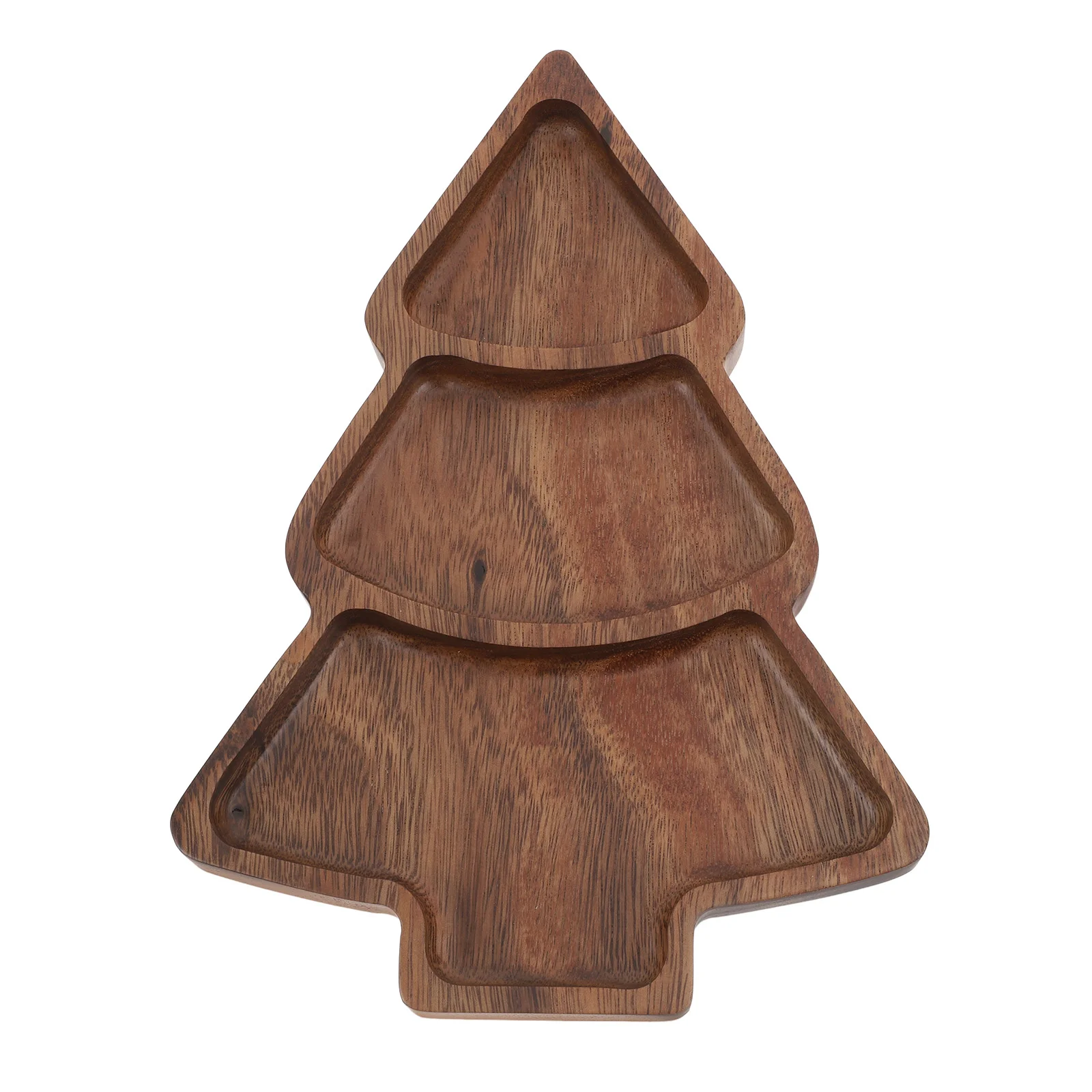 Fruit Platter Wooden Compartmented Dinner Plate Christmas Tree Chopping Board Brown Cheese Christmass