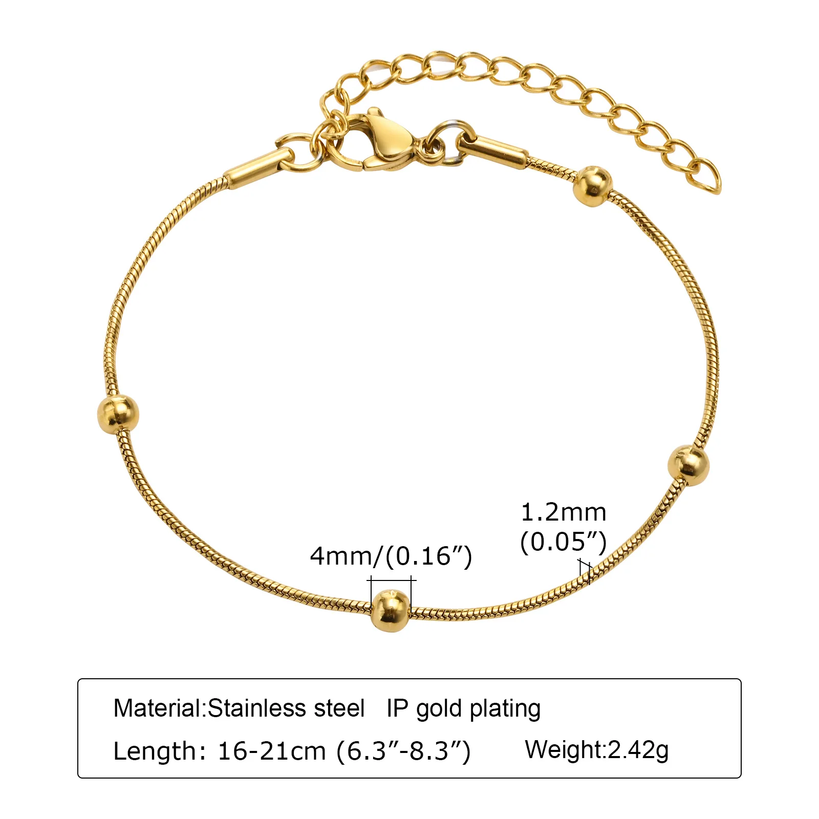 Anlaufbeständiges Edelstahl-Armband, vergoldet, stapelbar für Damen, dünnes Fischgrätenketten-Armband, wasserdichter Schmuck, Geschenk