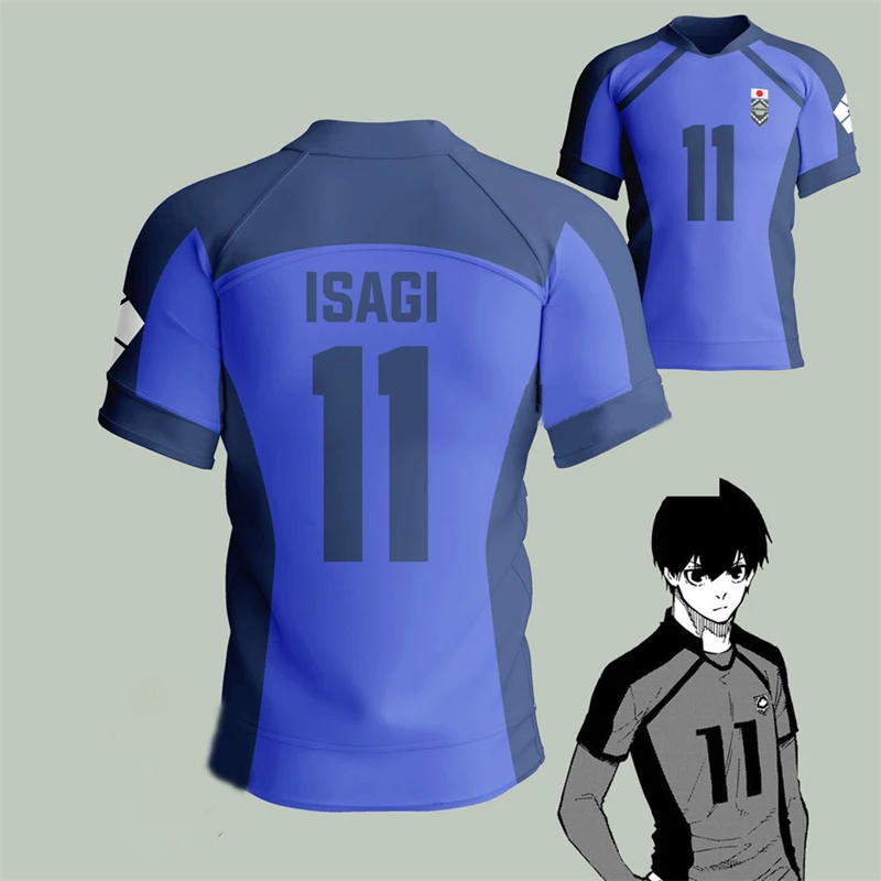 Anime Japan Blue Lock Isagi Yoichi Football Jersey T-shirt Cosplay Hyoma Chigiri Meguru Bachira Tee Custom Name Number Clothes image 4