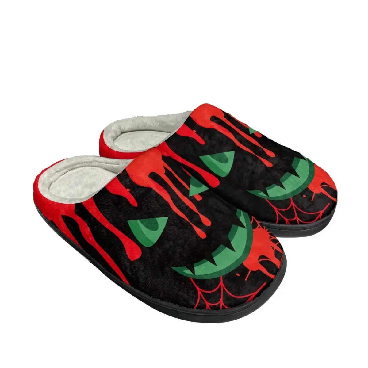 

Winter Men's Home Shoes Dropshipping Horror Print Indoor Warm Cotton Slippers Non-Slip Slippers Couple Footwear Zapatos Mujer