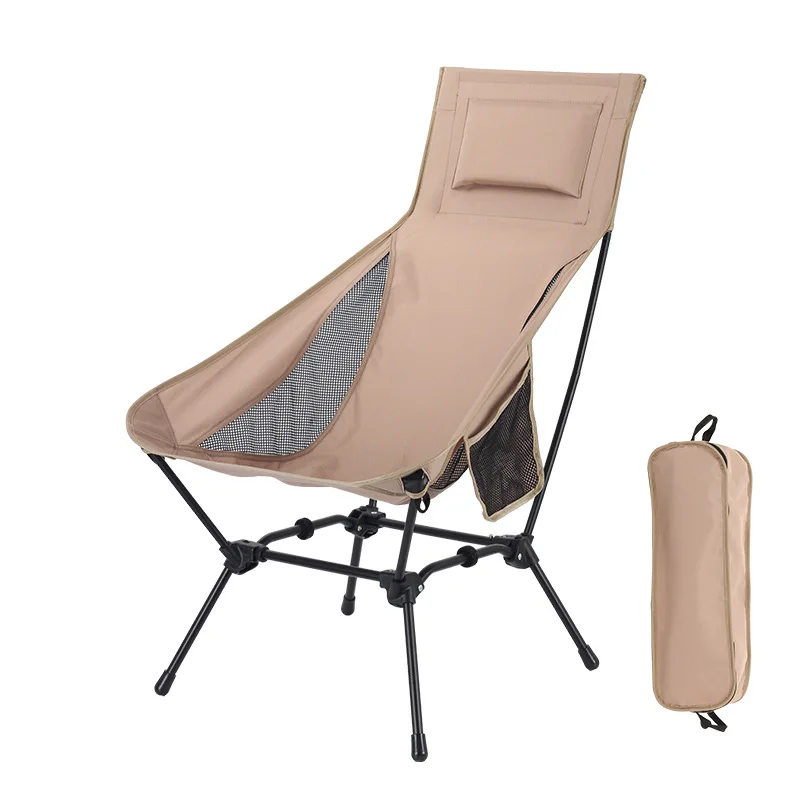 Sedia pieghevole da esterno ultraleggera, comoda sedia da spiaggia da pesca, sedia da campeggio rialzata con schienale