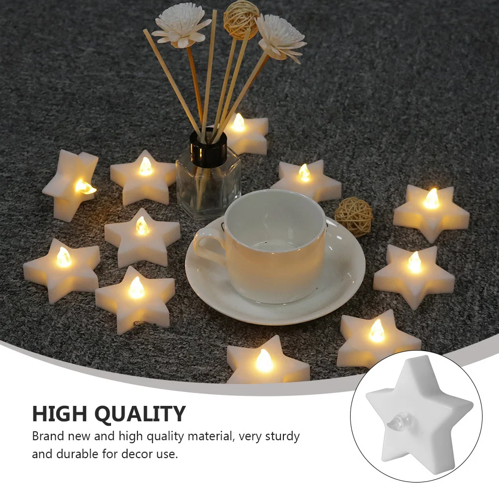 

12Pcs LED Lamp Five-Pointed Star Electronic Candles Warm White Flameless Party Decoration Birthday Christmas Proposal