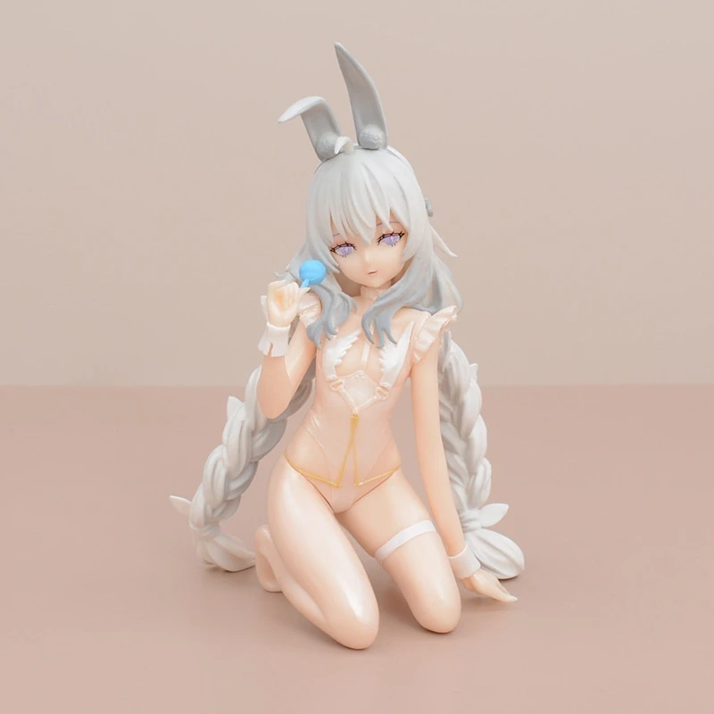 Beautiful Girl Blue Route Malicious Number Lazy White Rabbit Kneeling Position Chassis Handmade Model Box Set Ornament Gifts Toy