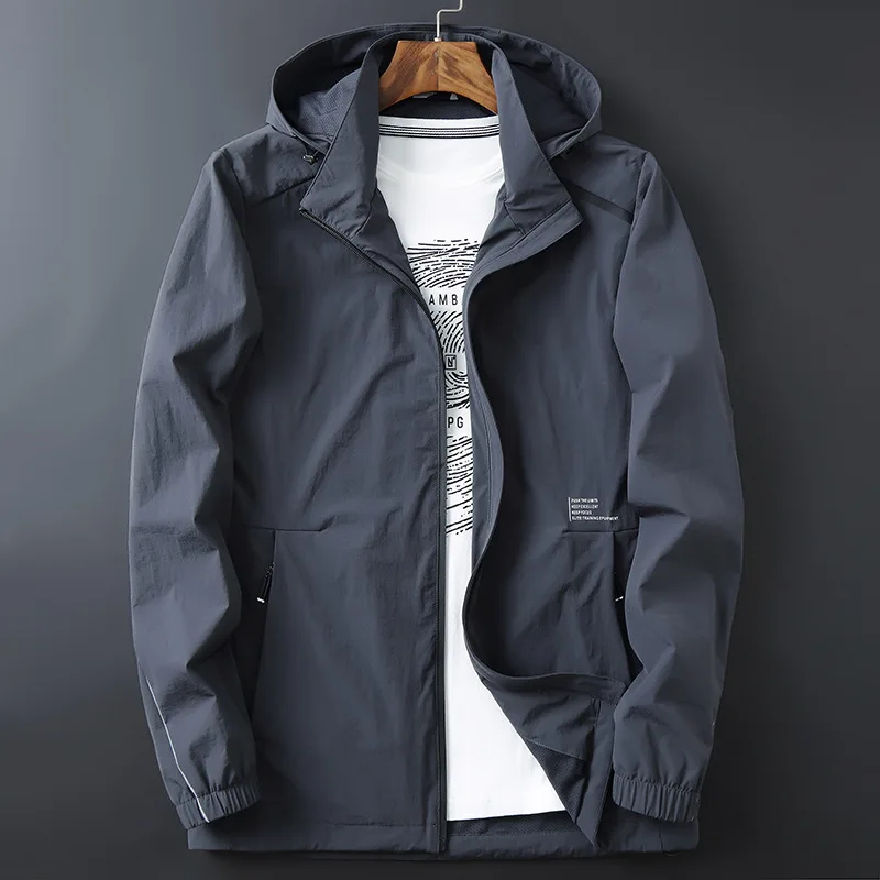 Spring Autumn Trench Coat Men Fashion Hooded Windbreaker Black Casual Jackets Big Size 6XL 7XL 8XL
