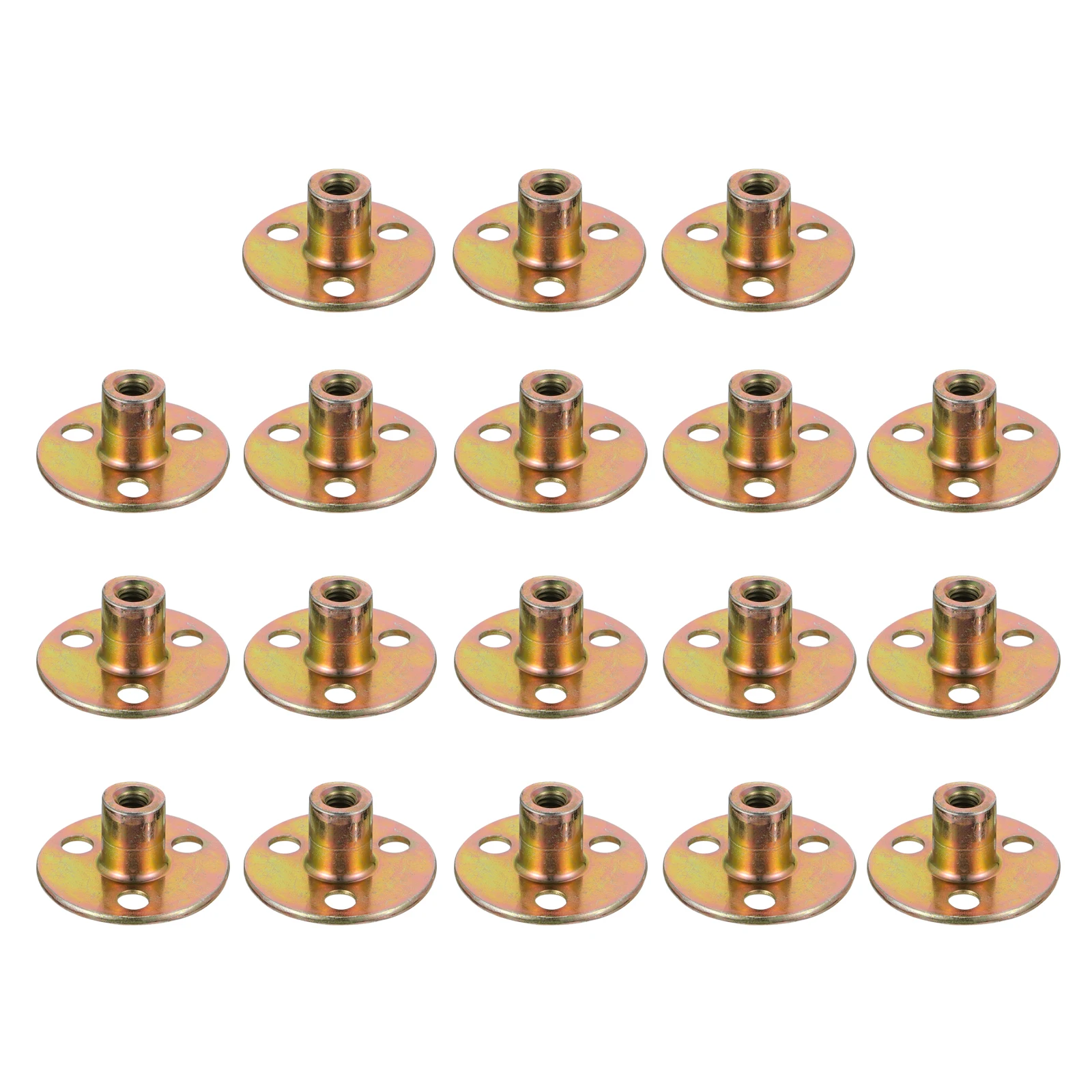 

18 Pcs Iron Plate Nut Furniture Fixing Screw Home Flange Round Base Brown Blockade Long Life Easy Install Practical Use