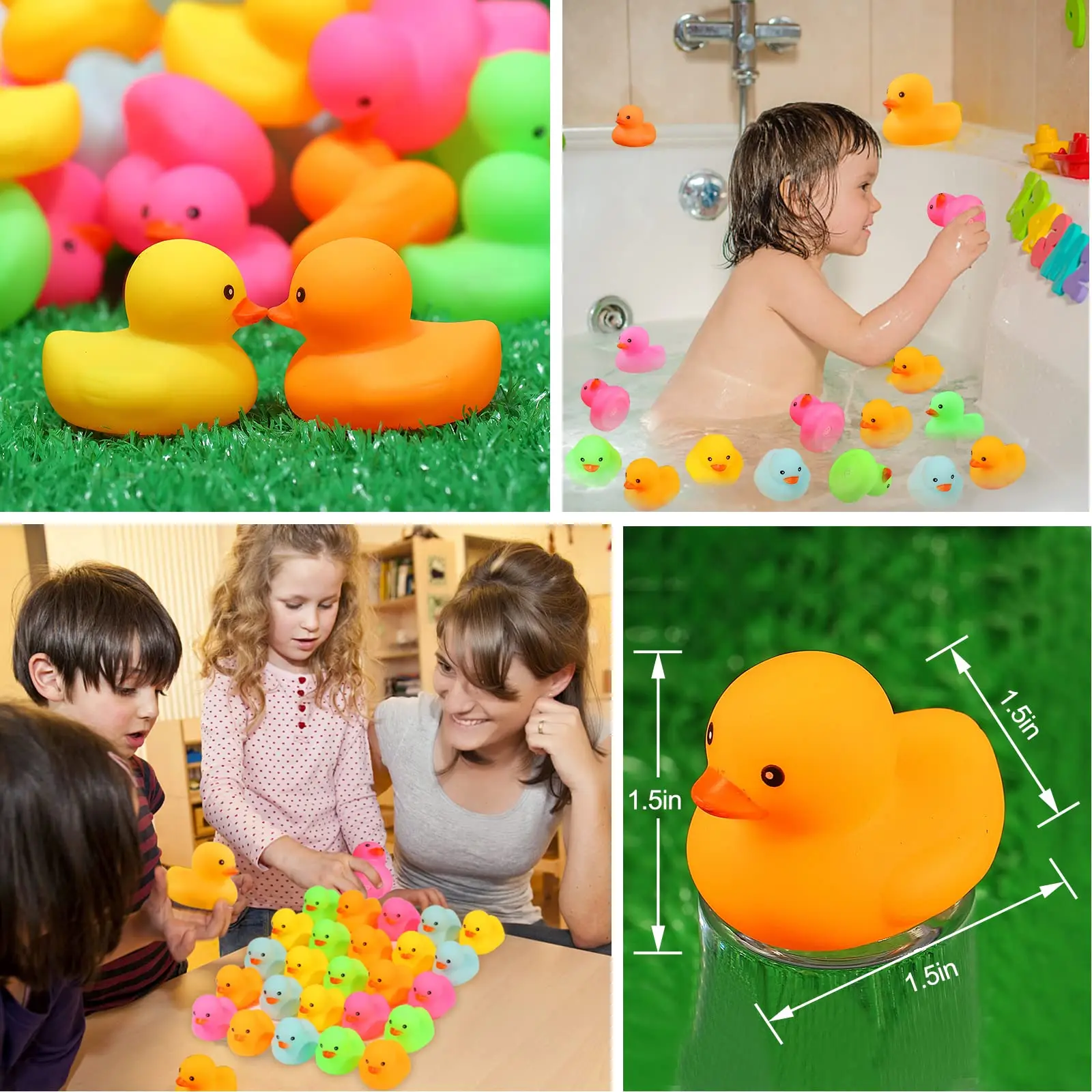 Mini conjunto de pato de borracha para crianças, brinquedo colorido Duckies para crianças, flutuador e squeak, pequena festa na piscina, 50pcs