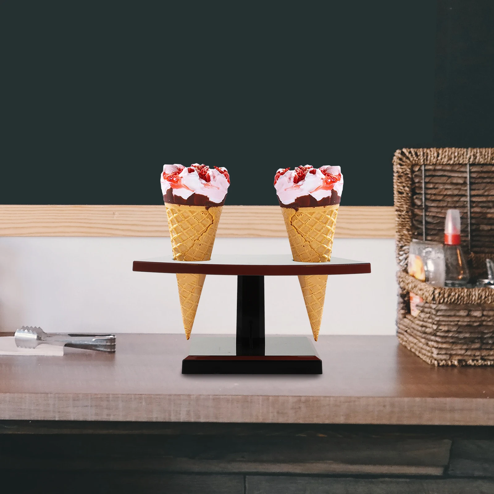 Soporte de cono de helado, estante de exhibición de rollo de mano para Sushi, fácil de limpiar para fiestas, cafeterías, estante de almacenamiento de soporte de cono de plástico