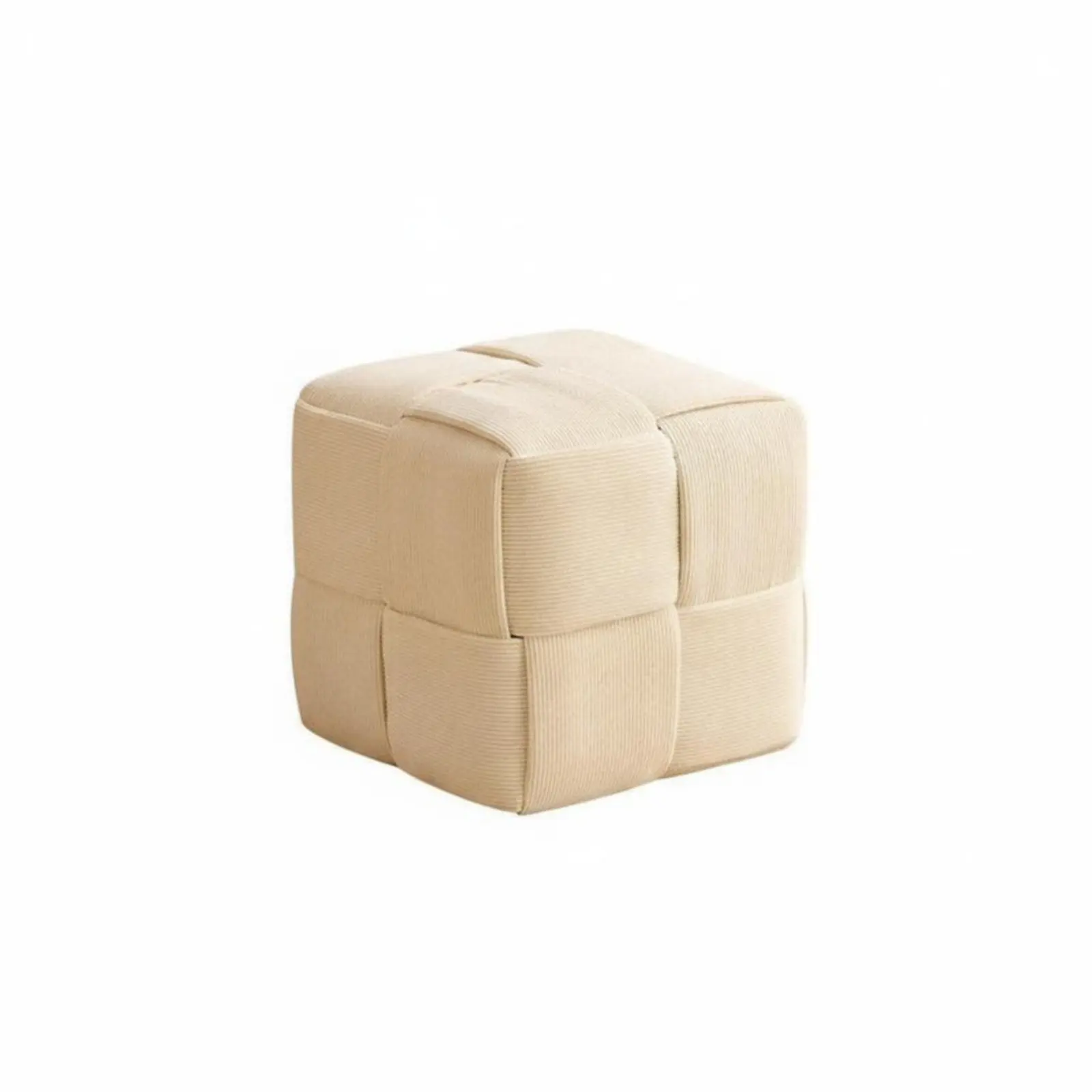 

Upholstered Stool Corduroy Fabric Upholstered Square Pouf Vintage Aesthetic Thick Padded Seat for Adults, Take Office Workers