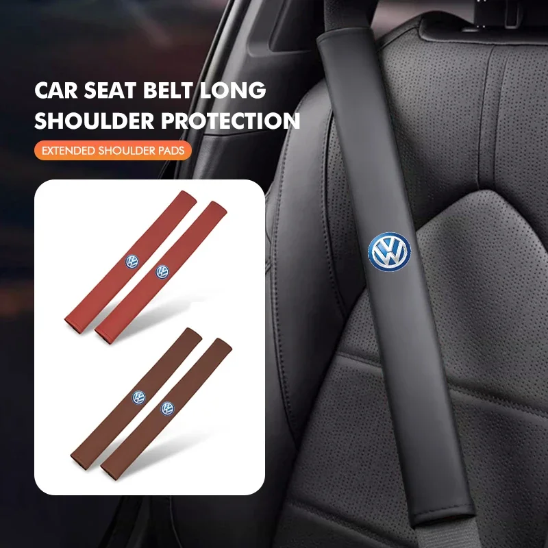 Leather Car Seat Safety Protector Belt Extended Shoulder Pad For Volkswagen VW Scirocco Jetta Beetle Golf 4 5 6 Passat Polo B5