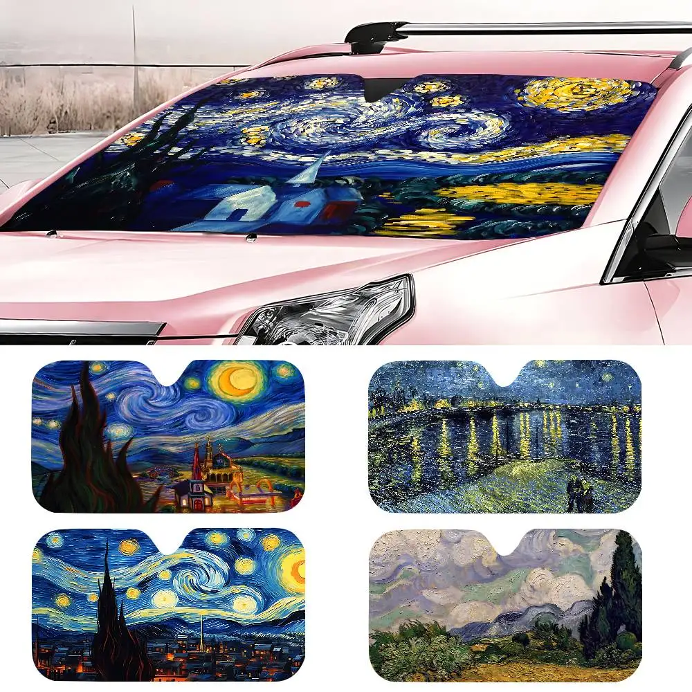 

B-Beethoven O-oil Painting Car Sunshade Shield Windshield Window Sun Blocker Cover Interior For Truck SUV Visor Universal