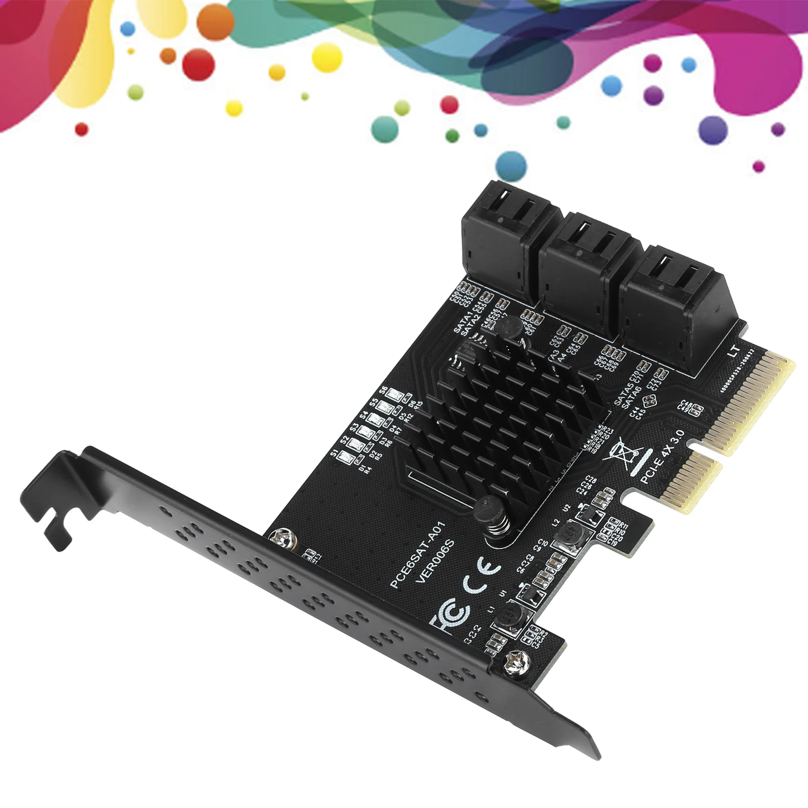 

Expansion Card Electronic Component PCIE to 6‑Port SATA3.0 Hard Disk 6G PCI‑E3.0 GEN3 4X Interface Hub Adapter