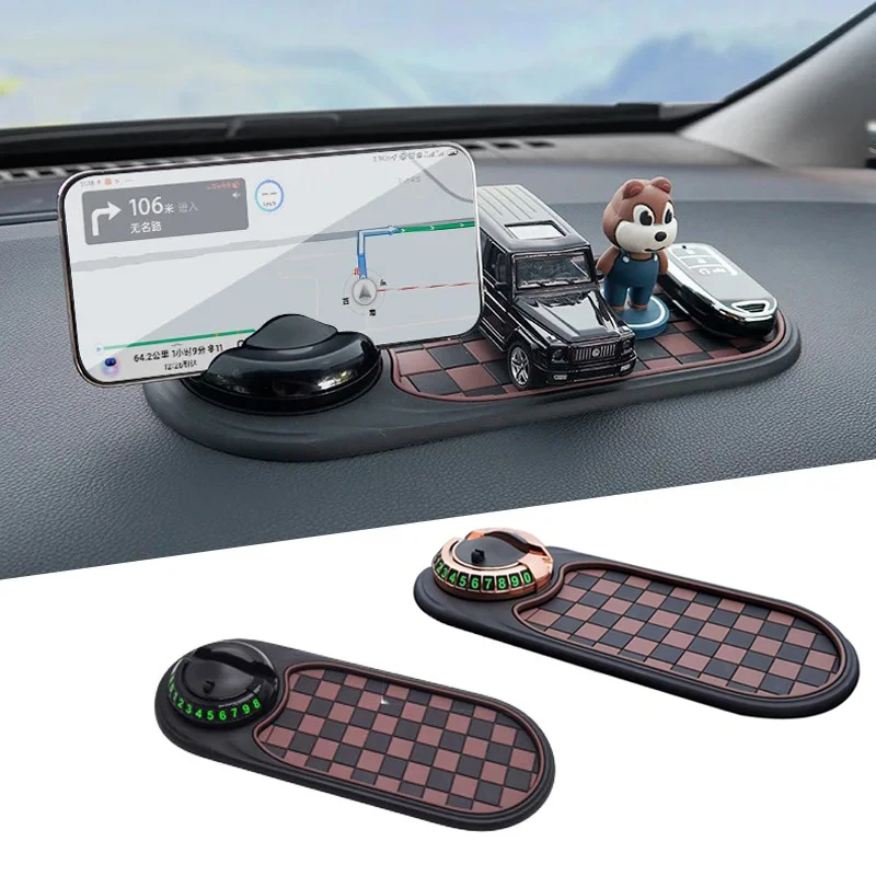 Suporte de telefone para carro 2 em 1, com tapete antiderrapante, suporte para painel de telefone, rotação de 360 graus, suporte estável para smartpho