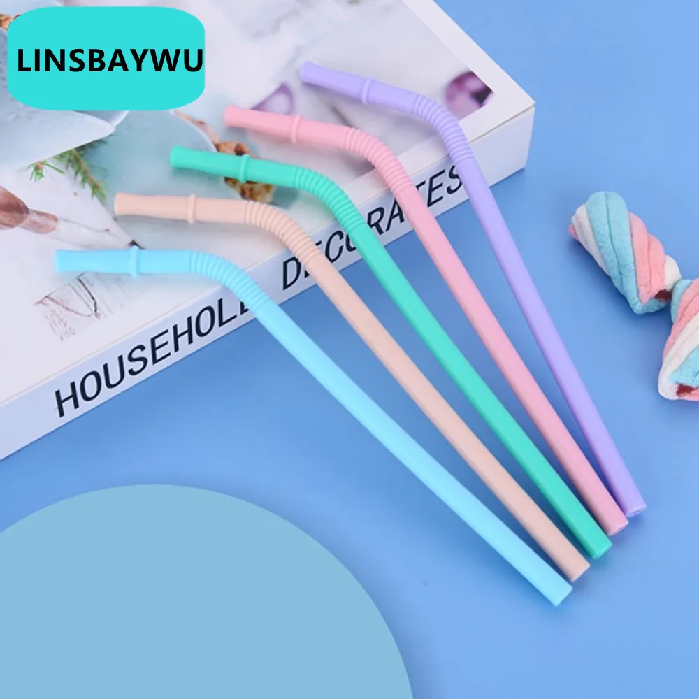 1pcs Reusable Silicone Drinking Straws Creative Milk Straws Sturdy Bent Straight Boba Straw Cleaning Brush Bar Party Accessories