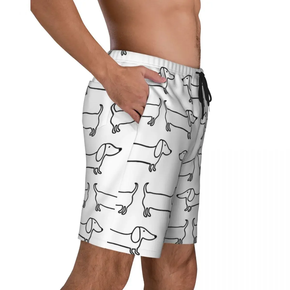 Kawaii Dachshund Board Shorts Men Casual Beach Shorts Briefs Wiener Sausage Dog Quick Dry Swimming Trunks