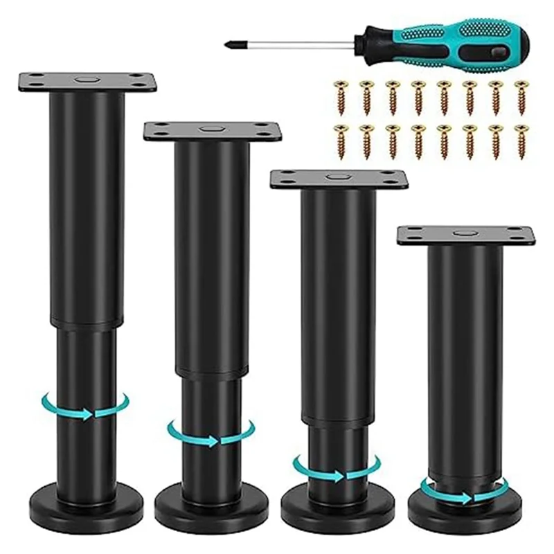 

AC17-4Pcs 4Pcs Upgraded Metal Adjustable Furniture Legs 4.72-7.08 Inch Accessories Legs For Bed Sofa Cabinet Couch Dresser Table